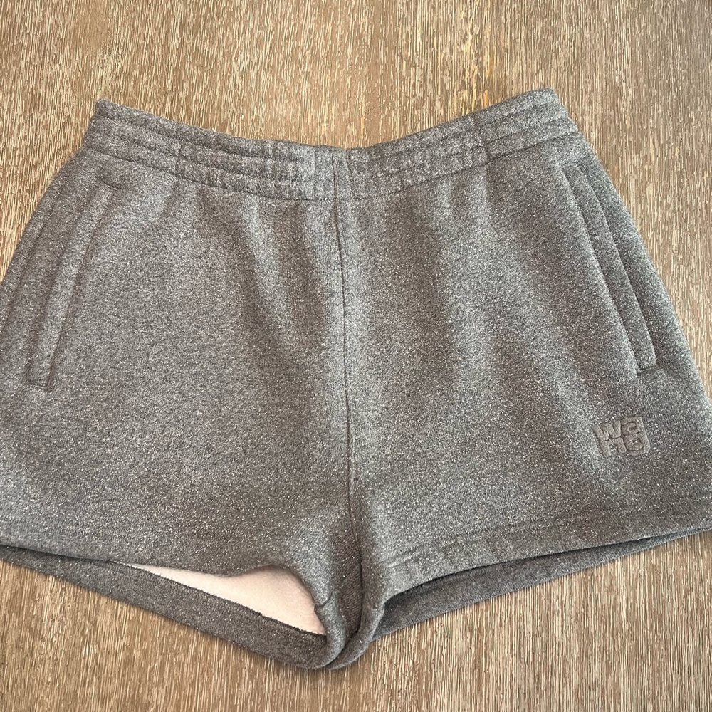 Alexander WangGlitter essential Gray Athletic Shorts with puff logo